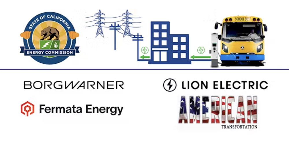 Fermata Energy, BorgWarner, Lion Electric win $3-million California Energy Commission grant for electric school bus V2G project
